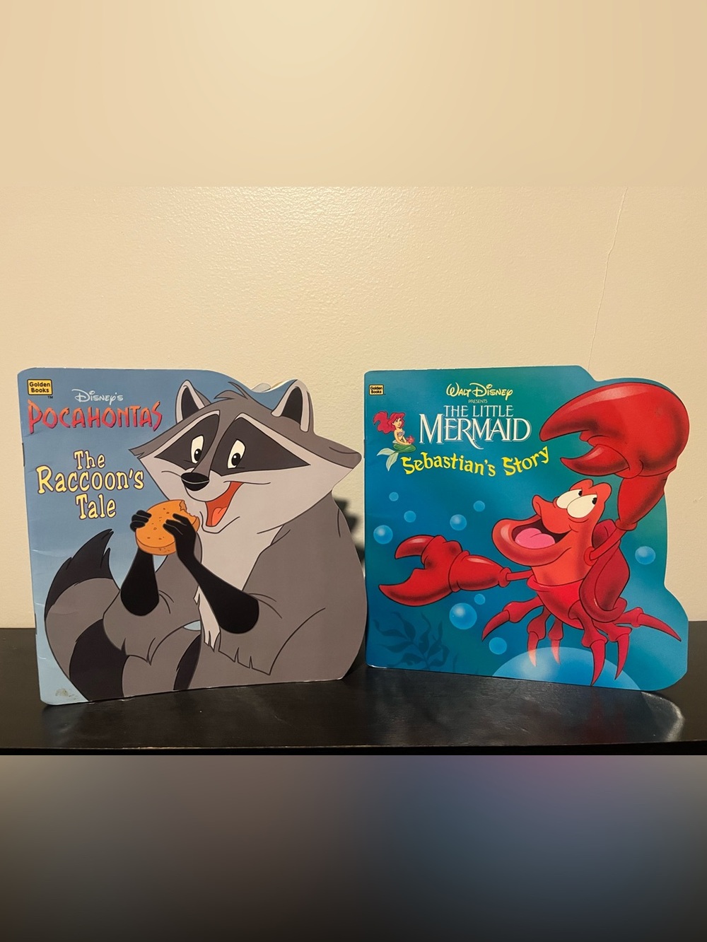 90s Disney Golden Super Shape Book Set of 2 (The Little Mermaid and Pocahontas)